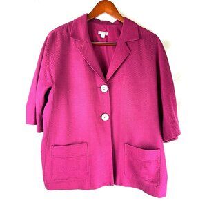 EASTER Cottage Preppy J.Jill Silk Blend Orchid Button Blazer, Women's Large